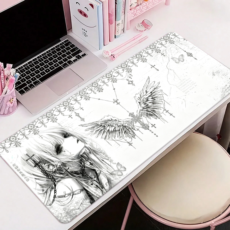 Gaming Accessories Aesthetic - Mousepad de Couro Preto e Branco