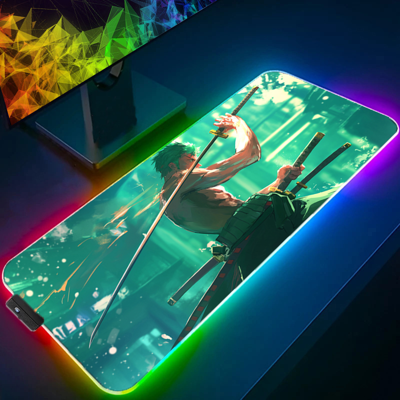Uma peça zoro mouse pad rgb ac - Gaming Accessories Led avaliação e preço