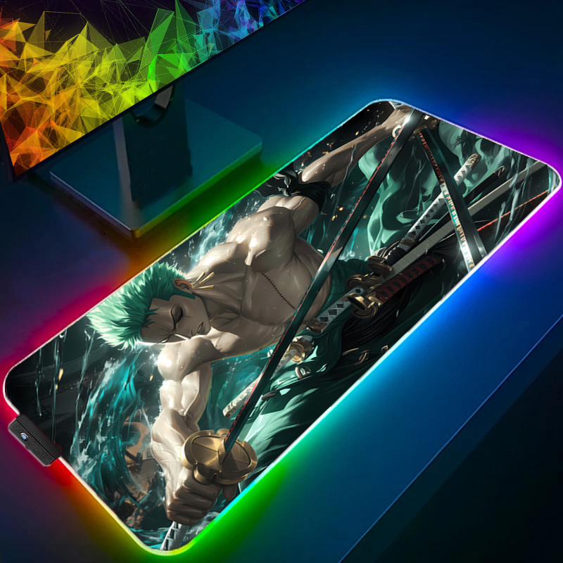 Uma peça zoro mouse pad rgb ac - Gaming Accessories Led avaliação e preço