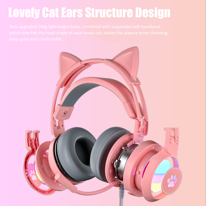 Cute Cat Ear Gaming Headphones - Gaming Setup Accessories Xbox avaliação e preço